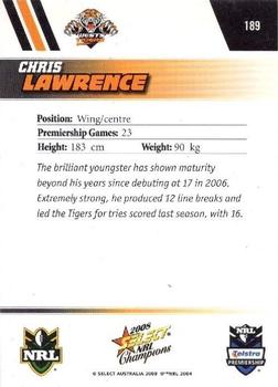 2008 Select NRL Champions #189 Chris Lawrence Back